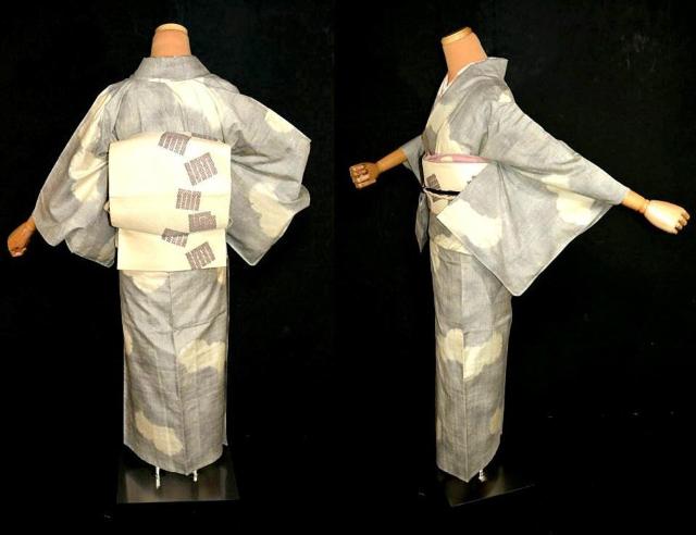 【単衣】最高級 紬 銀杏雪輪文 身丈153cm 裄丈62.5cm T3562 < 女性ファッション  【単衣】最高級 紬 銀杏雪輪文 身丈153cm 裄丈62.5cm T3562 < 女性ファッションの