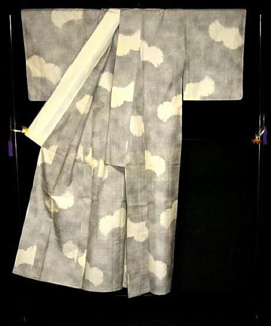 【単衣】最高級 紬 銀杏雪輪文 身丈153cm 裄丈62.5cm T3562 < 女性ファッション  【単衣】最高級 紬 銀杏雪輪文 身丈153cm 裄丈62.5cm T3562 < 女性ファッションの