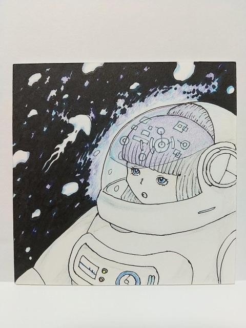 手描きイラスト オリジナルイラスト 宇宙飛行士 ハンドメイド インテリア 絵 カラー 色鉛筆 アナログ アート 女の子 SF < アニメ/コミック/キャラクター  手描きイラスト オリジナルイラスト 宇宙飛行士 ハンドメイド インテリア 絵 カラー 色鉛筆 アナログ アート 女の子 SF  < アニメ/コミック/キャラクターの