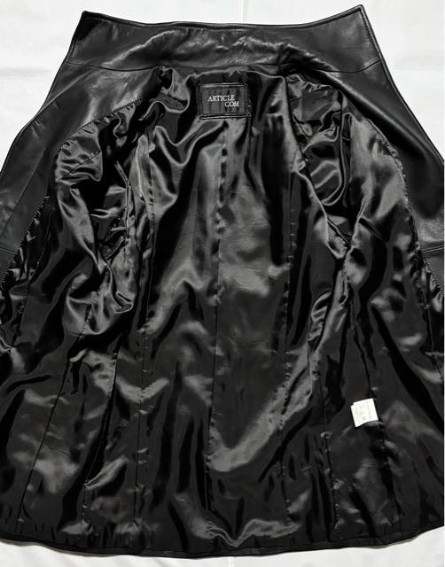 美品 ARTICLE COM 高級 柔らか 羊革 ラム レザー ジャケット 黒 秋 冬 アウター コート シンプル フェミニン 系 < 女性ファッション  美品 ARTICLE COM 高級 柔らか 羊革 ラム レザー ジャケット 黒 秋 冬 アウター コート シンプル フェミニン 系 < 女性ファッションの