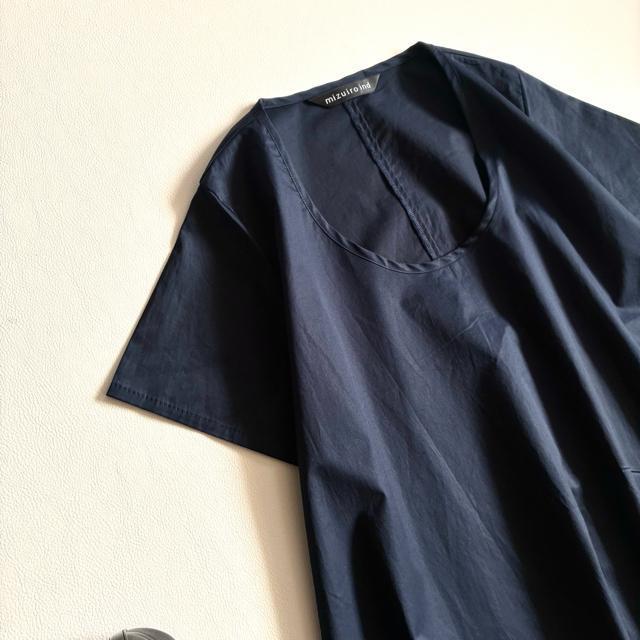 ◆美品◆ミズイロインド◆綿混半袖ワンピース◆チュニック◆フレア◆ロング◆ネイビー < 女性ファッション ◆美品◆ミズイロインド◆綿混半袖ワンピース◆チュニック◆フレア◆ロング◆ネイビー < 女性ファッションの