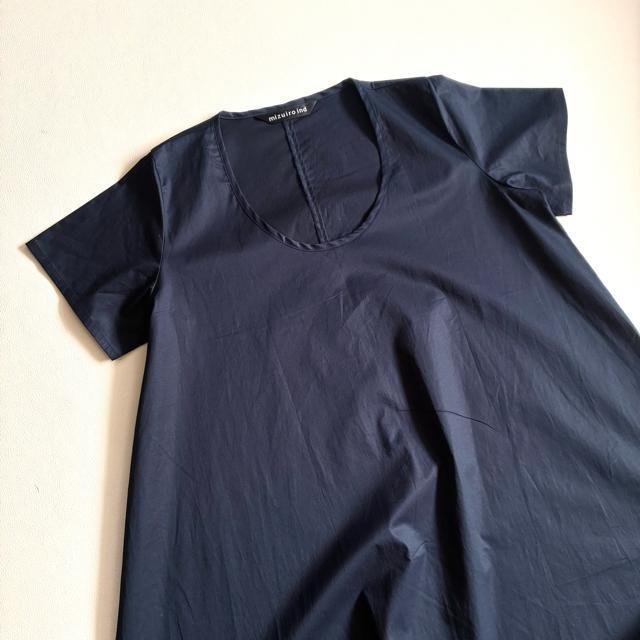 ◆美品◆ミズイロインド◆綿混半袖ワンピース◆チュニック◆フレア◆ロング◆ネイビー < 女性ファッション ◆美品◆ミズイロインド◆綿混半袖ワンピース◆チュニック◆フレア◆ロング◆ネイビー < 女性ファッションの