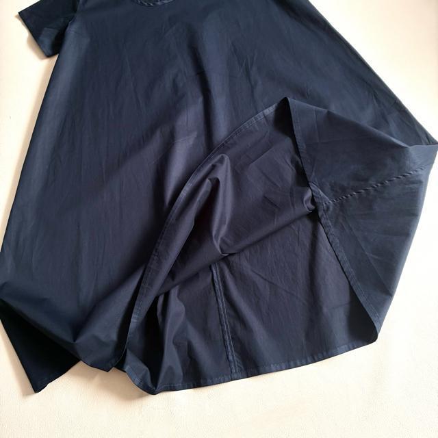 ◆美品◆ミズイロインド◆綿混半袖ワンピース◆チュニック◆フレア◆ロング◆ネイビー < 女性ファッション ◆美品◆ミズイロインド◆綿混半袖ワンピース◆チュニック◆フレア◆ロング◆ネイビー < 女性ファッションの