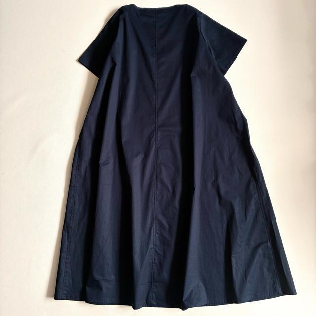 ◆美品◆ミズイロインド◆綿混半袖ワンピース◆チュニック◆フレア◆ロング◆ネイビー < 女性ファッション ◆美品◆ミズイロインド◆綿混半袖ワンピース◆チュニック◆フレア◆ロング◆ネイビー < 女性ファッションの