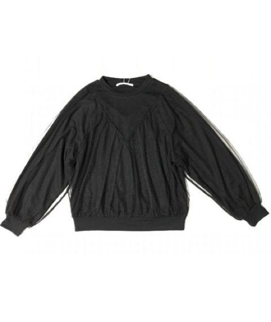 GREENPARKS〓チュール重ねラグランカットソー黒(F)新品〓 < ブランド GREENPARKS〓チュール重ねラグランカットソー黒(F)新品〓 < ブランドの