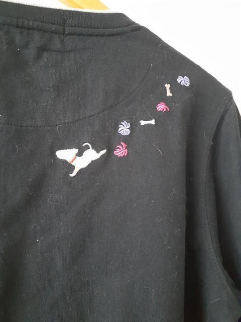 PERSONZ パーソンズ◆ブラック ワンちゃん刺繍 カットソー Tシャツ M < 女性ファッション  PERSONZ パーソンズ◆ブラック ワンちゃん刺繍 カットソー Tシャツ M < 女性ファッションの