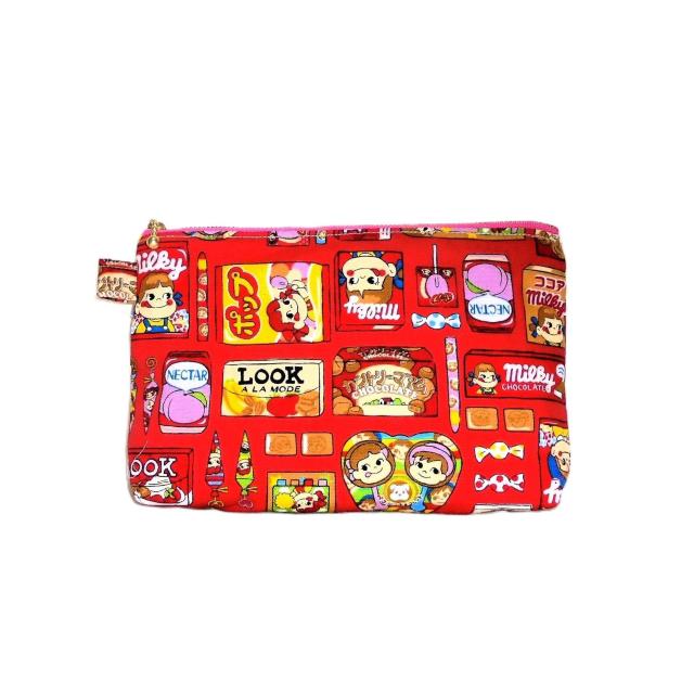 【21p幅】◆ペコちゃん・不二家お菓子×赤地◆ファスナーポーチ < 女性ファッション 【21p幅】◆ペコちゃん・不二家お菓子×赤地◆ファスナーポーチ < 女性ファッションの