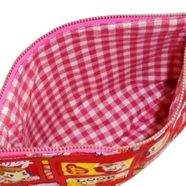 【21p幅】◆ペコちゃん・不二家お菓子×赤地◆ファスナーポーチ < 女性ファッション 【21p幅】◆ペコちゃん・不二家お菓子×赤地◆ファスナーポーチ < 女性ファッションの