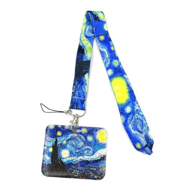 新品 ゴッホ 星月夜 IDカードホルダーケース付ネックストラップ < 女性ファッション 新品 ゴッホ 星月夜 IDカードホルダーケース付ネックストラップ < 女性ファッションの