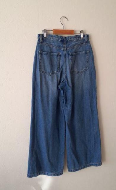 GU ジーユー◆ブルー ガウチョ フレア コットン デニム ジーンズ◆Mサイズ < ブランド  GU ジーユー◆ブルー ガウチョ フレア コットン デニム ジーンズ◆Mサイズ < ブランドの