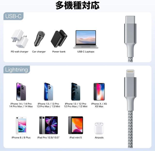 iPhone 充電ケーブル 1M3本セット タイプC ライトニングケーブル PD対応 3A急速充電 ナイロン編み 断線防止 高耐久 < 家電/AV iPhone 充電ケーブル 1M3本セット タイプC ライトニングケーブル PD対応 3A急速充電 ナイロン編み 断線防止 高耐久 < 家電/AVの