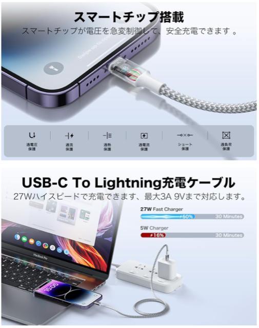 iPhone 充電ケーブル 1M3本セット タイプC ライトニングケーブル PD対応 3A急速充電 ナイロン編み 断線防止 高耐久 < 家電/AV iPhone 充電ケーブル 1M3本セット タイプC ライトニングケーブル PD対応 3A急速充電 ナイロン編み 断線防止 高耐久 < 家電/AVの