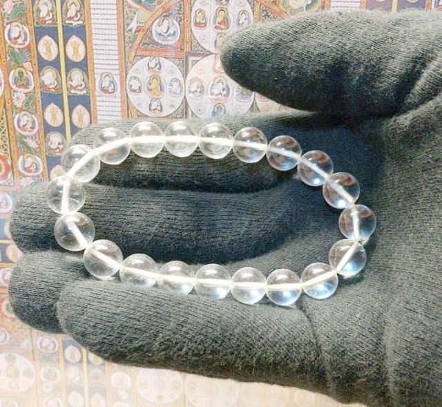 水晶 ブレスレット 玉径約10mm 内周約17.5cm クリスタル 天然石 < 女性アクセサリー/時計  水晶 ブレスレット 玉径約10mm 内周約17.5cm クリスタル 天然石 < 女性アクセサリー/時計の