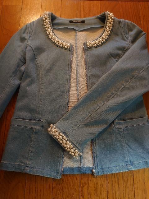 one way★ノーカラーデニムジャケット < 女性ファッション  one way★ノーカラーデニムジャケット  < 女性ファッションの