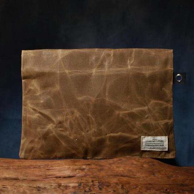 ◆OIL WAX加工帆布 MiliClutch ミリタリー クラッチバッグ エイトボアー ミリクラ 無地◆茶M < 男性ファッション  ◆OIL WAX加工帆布 MiliClutch ミリタリー クラッチバッグ エイトボアー ミリクラ 無地◆茶M < 男性ファッションの