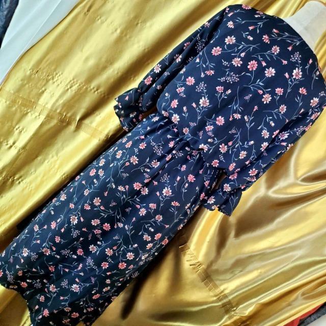 込み★FUN★花柄!七分袖フリルロングワンピース★F★ < 女性ファッション  込み★FUN★花柄!七分袖フリルロングワンピース★F★ < 女性ファッションの