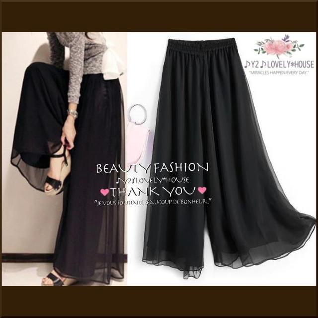 〜3L4L*シンプルシフォンガウチョパンツ*黒 < 女性ファッション  〜3L4L*シンプルシフォンガウチョパンツ*黒 < 女性ファッションの