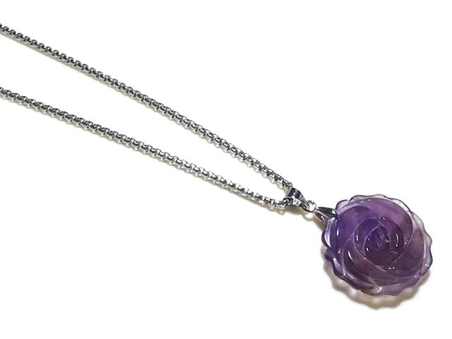 天然石★アメジスト 薔薇彫り ペンダント < 女性アクセサリー/時計 天然石★アメジスト 薔薇彫り ペンダント < 女性アクセサリー/時計の