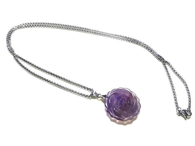 天然石★アメジスト 薔薇彫り ペンダント < 女性アクセサリー/時計 天然石★アメジスト 薔薇彫り ペンダント < 女性アクセサリー/時計の