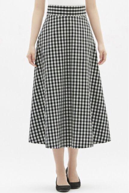 GU・ギンガムチェック柄フレアスカート。ブラックXL < ブランド GU・ギンガムチェック柄フレアスカート。ブラックXL < ブランドの