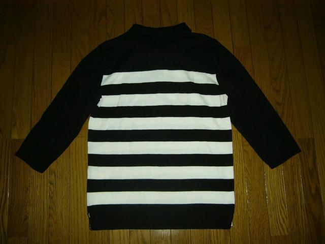 DELUXE Clothing デラックス コットンニット 7分丈ポロシャツ M 白黒 ボーダー < ブランド  DELUXE Clothing デラックス コットンニット 7分丈ポロシャツ M 白黒 ボーダー < ブランドの