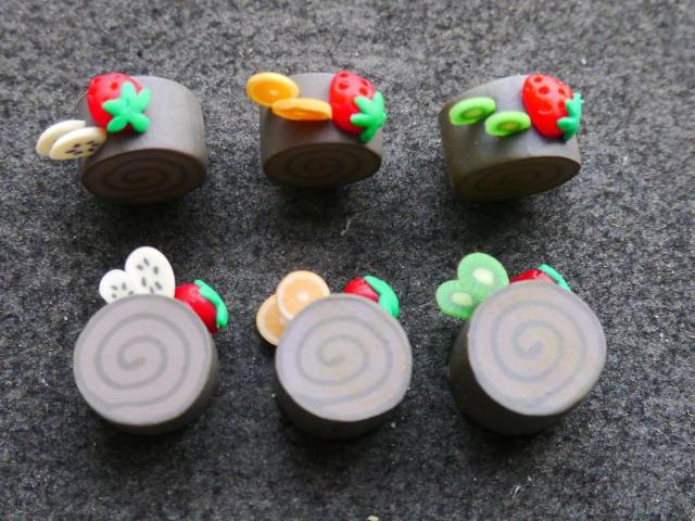 粘土パーツ 手芸・アクセサリーパーツ  ココアロールケーキ 6個セット < 香水/コスメ/ネイル  粘土パーツ 手芸・アクセサリーパーツ  ココアロールケーキ 6個セット < 香水/コスメ/ネイルの