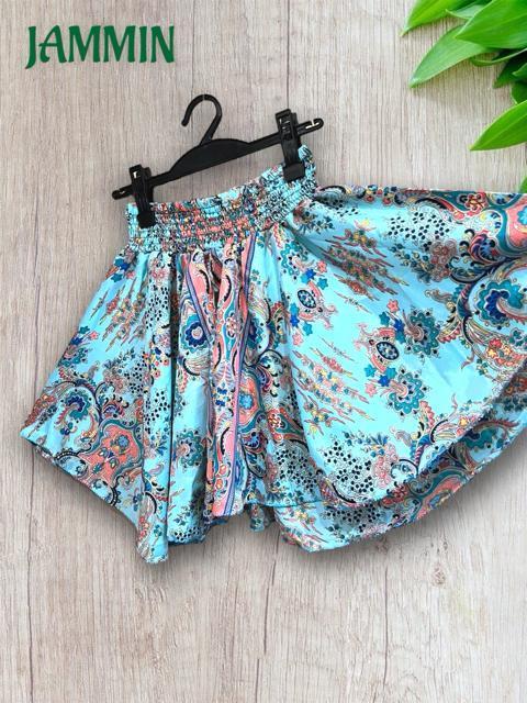 ペーズリー柄フレアショートパンツ エスニック アジアン ヒッピー ショーパン < 女性ファッション ペーズリー柄フレアショートパンツ エスニック アジアン ヒッピー ショーパン < 女性ファッションの