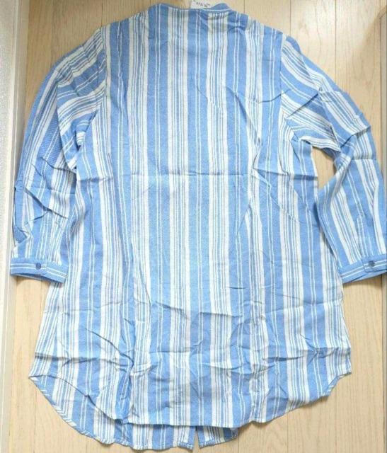 3L★綿100%ストライプシャツ★バンドカラーシャツワンピース★新品★送料無料 < 女性ファッション  3L★綿100%ストライプシャツ★バンドカラーシャツワンピース★新品★送料無料 < 女性ファッションの