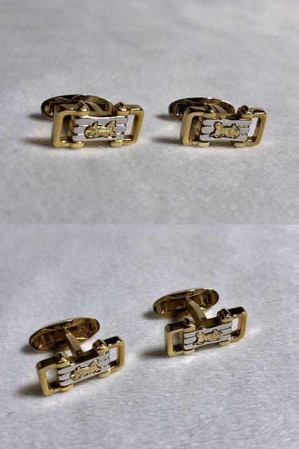 正規 CELINEセリーヌ ヴィンテージ 馬車モチーフ立体カフス 金×銀 カフリンクス ボタン < ブランド  正規 CELINEセリーヌ ヴィンテージ 馬車モチーフ立体カフス 金×銀 カフリンクス ボタン < ブランドの