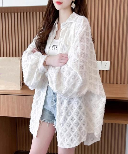 送料無料 新品 ハートジャガードシャツカーディガン春夏秋 < 女性ファッション  送料無料 新品 ハートジャガードシャツカーディガン春夏秋 < 女性ファッションの