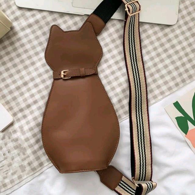 新品★猫シルエットスリング・ボディバッグ/ブラウン < 女性ファッション  新品★猫シルエットスリング・ボディバッグ/ブラウン < 女性ファッションの