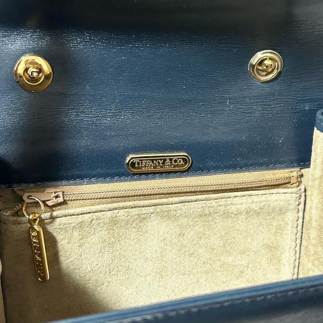 Tiffany & Co. ���B���e�[�W �`�F�[�� �V�����_�[ 2WAY �n���h�o�b�O �l�C�r�[ �S�[���h���� �� �u�����h�� 