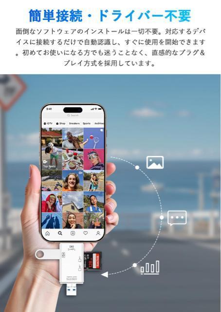 iphone SD�J�[�h���[�_�[Type-C/Micro���[�{�b�N�X�^ 3in1 ���@�\�E�����x�]�� ���[�{�b�N�X�^ USB3.0 �� PC�{��/���Ӌ@��� 