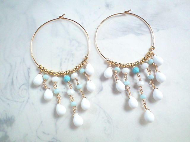 *シャンデリアフープピアス*アイスミント 16019 < 女性アクセサリー/時計  *シャンデリアフープピアス*アイスミント 16019  < 女性アクセサリー/時計の