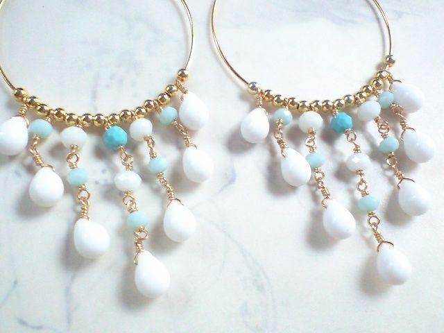 *シャンデリアフープピアス*アイスミント 16019 < 女性アクセサリー/時計  *シャンデリアフープピアス*アイスミント 16019 < 女性アクセサリー/時計の