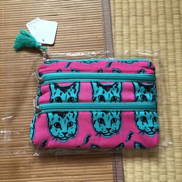 チャイハネ・インド綿キャット柄トリプルジップポーチ < ブランド  チャイハネ・インド綿キャット柄トリプルジップポーチ  < ブランドの