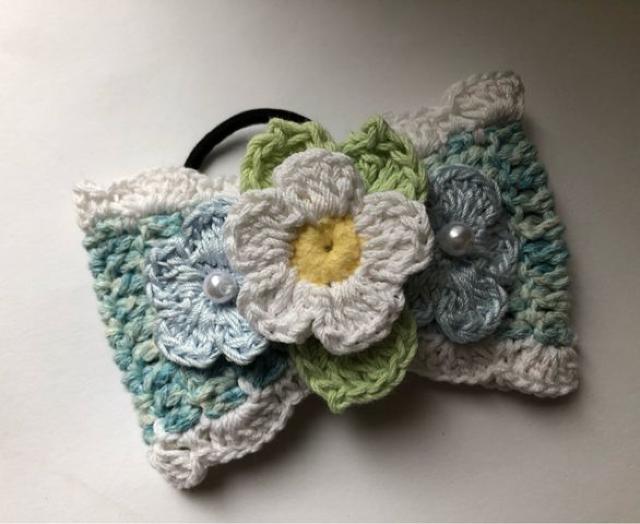 ハンドメイド ヘアゴム 大きめ リボン コットン 清楚なお花♪ < 女性ファッション  ハンドメイド ヘアゴム 大きめ リボン コットン 清楚なお花♪ < 女性ファッションの