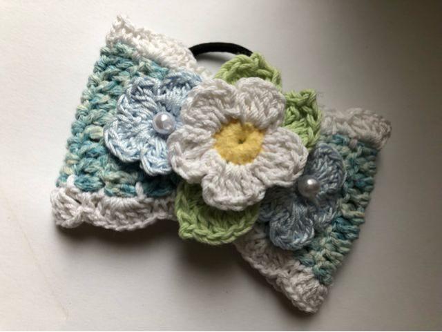 ハンドメイド ヘアゴム 大きめ リボン コットン 清楚なお花♪ < 女性ファッション  ハンドメイド ヘアゴム 大きめ リボン コットン 清楚なお花♪ < 女性ファッションの