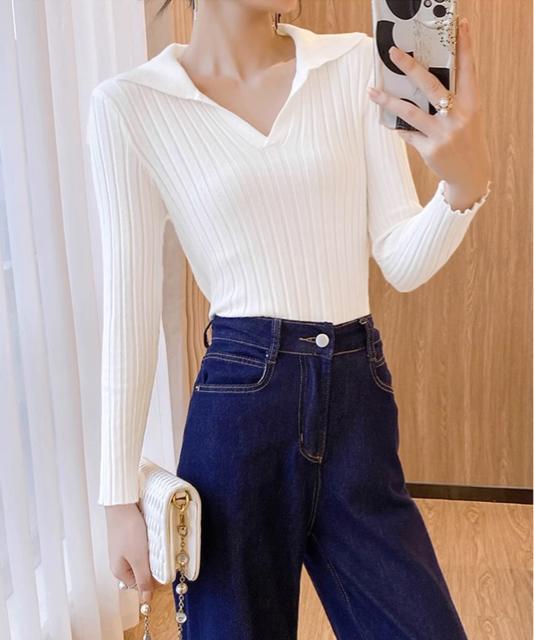 送料無料 新品 ポロカラー リブニットトップス Vネック < 女性ファッション  送料無料 新品 ポロカラー リブニットトップス Vネック < 女性ファッションの