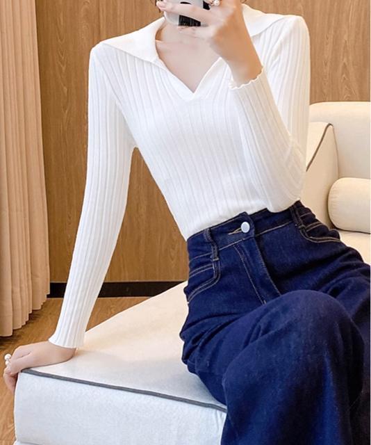 送料無料 新品 ポロカラー リブニットトップス Vネック < 女性ファッション  送料無料 新品 ポロカラー リブニットトップス Vネック < 女性ファッションの