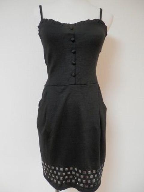 黒シルバースタッズフリルキャミベアワンピースINDIVI2WAY < ブランド  黒シルバースタッズフリルキャミベアワンピースINDIVI2WAY < ブランドの