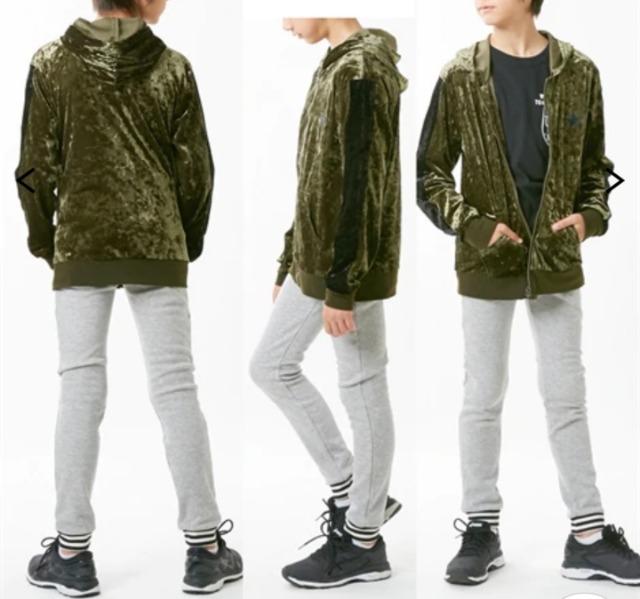 140★SHISKY BY DRIVE★ベロアジップアップパーカー★カーキ★新品★送料無料 < キッズ/ベビー  140★SHISKY BY DRIVE★ベロアジップアップパーカー★カーキ★新品★送料無料 < キッズ/ベビーの