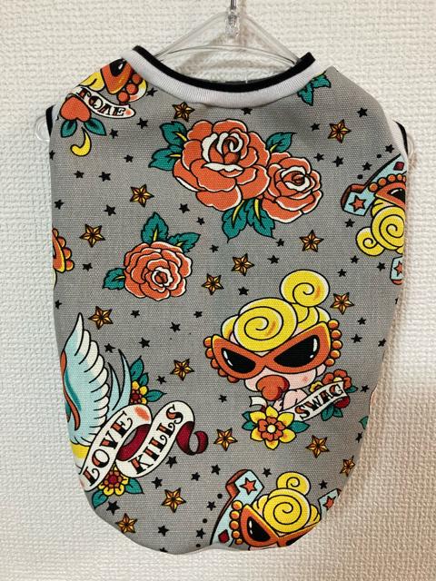 ★ハンドメイド ヒスミニ シャツ バラ グレー ボーダー L★ < ペット/手芸/園芸  ★ハンドメイド ヒスミニ シャツ バラ グレー ボーダー L★  < ペット/手芸/園芸の