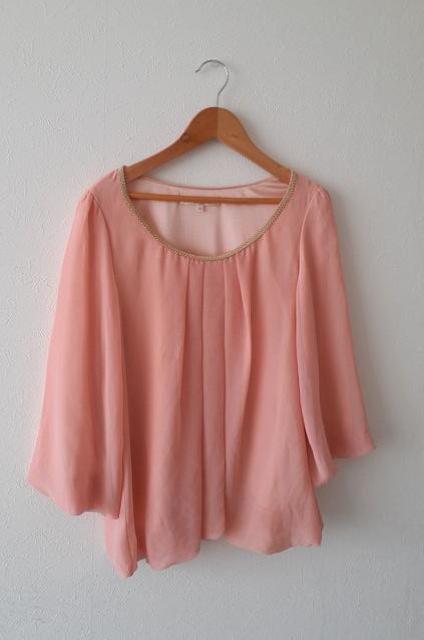 ROPE PICNIC ロぺピクニック◆襟ビーズ ピンク シフォン ブラウス◆38サイズ < ブランド  ROPE PICNIC ロぺピクニック◆襟ビーズ ピンク シフォン ブラウス◆38サイズ  < ブランドの