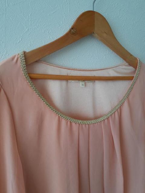 ROPE PICNIC ロぺピクニック◆襟ビーズ ピンク シフォン ブラウス◆38サイズ < ブランド  ROPE PICNIC ロぺピクニック◆襟ビーズ ピンク シフォン ブラウス◆38サイズ < ブランドの