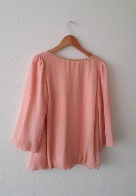 ROPE PICNIC ロぺピクニック◆襟ビーズ ピンク シフォン ブラウス◆38サイズ < ブランド  ROPE PICNIC ロぺピクニック◆襟ビーズ ピンク シフォン ブラウス◆38サイズ < ブランドの