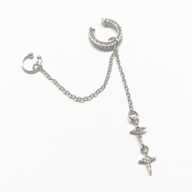 L2 レディースイヤーカフ シルバー チェーンスタイル ダブルイヤカフ クロスデザイン イヤリング 幅調整可能ノンホールピアス < 女性アクセサリー/時計 L2 レディースイヤーカフ シルバー チェーンスタイル ダブルイヤカフ クロスデザイン イヤリング 幅調整可能ノンホールピアス < 女性アクセサリー/時計の