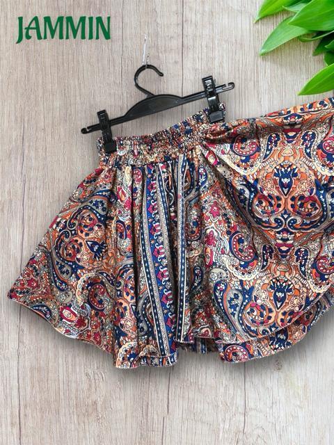 ペーズリー柄フレアショートパンツ ヒッピー アジアン ショーパン エスニック 個性派 < 女性ファッション ペーズリー柄フレアショートパンツ ヒッピー アジアン ショーパン エスニック 個性派 < 女性ファッションの