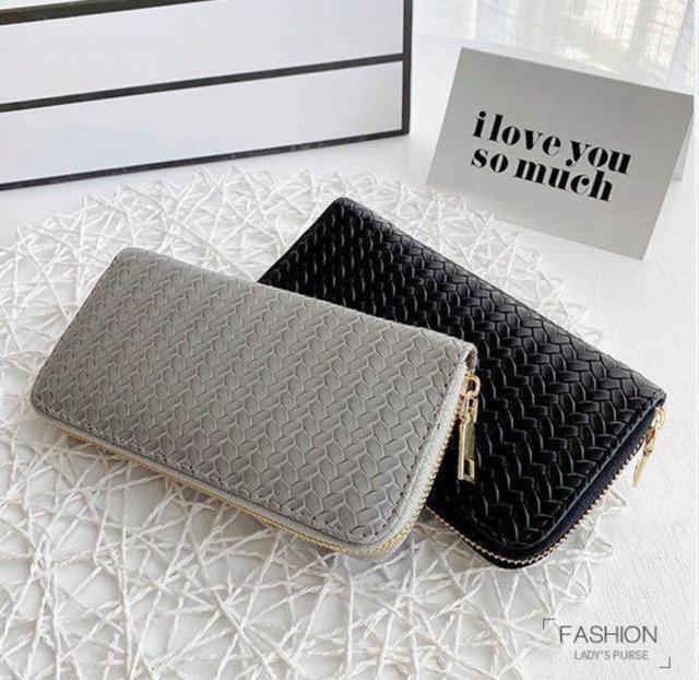 新品 未使用 長財布 編み込み ブラック 黒 韓国 財布 金 < 女性ファッション  新品 未使用 長財布 編み込み ブラック 黒 韓国 財布 金 < 女性ファッションの