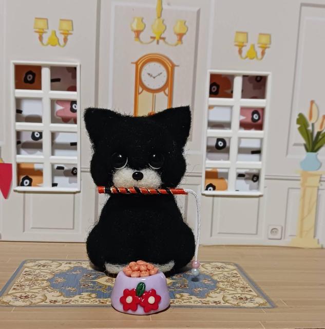 羊毛フェルト 猫じゃらしで遊んでってせがむ黒猫ちゃん < ペット/手芸/園芸 羊毛フェルト 猫じゃらしで遊んでってせがむ黒猫ちゃん < ペット/手芸/園芸の